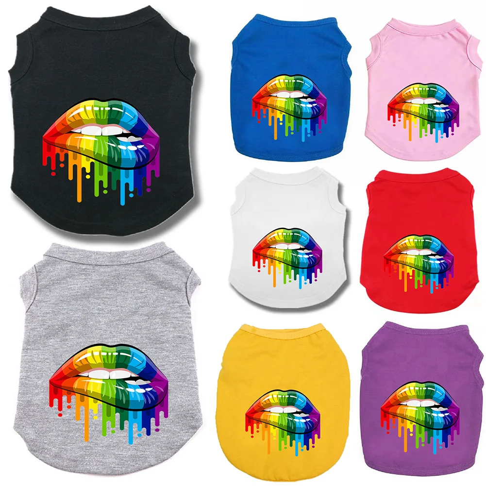 

Pet Supplies Summer New Comfortable Breathable Printing Color Lips Vest Shirt Short Sleeve T-Shirt Puppy Dog Clothes