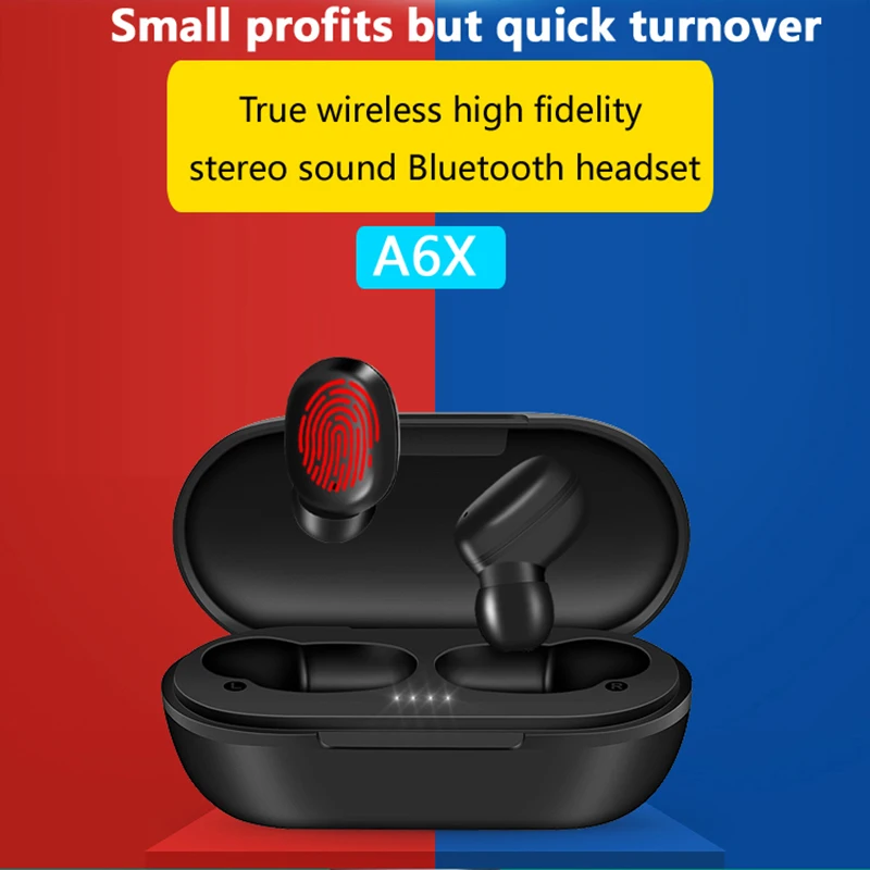 Оригинальные A6X сенсорные Bluetooth наушники с отпечатком пальца спортивные V5.0
