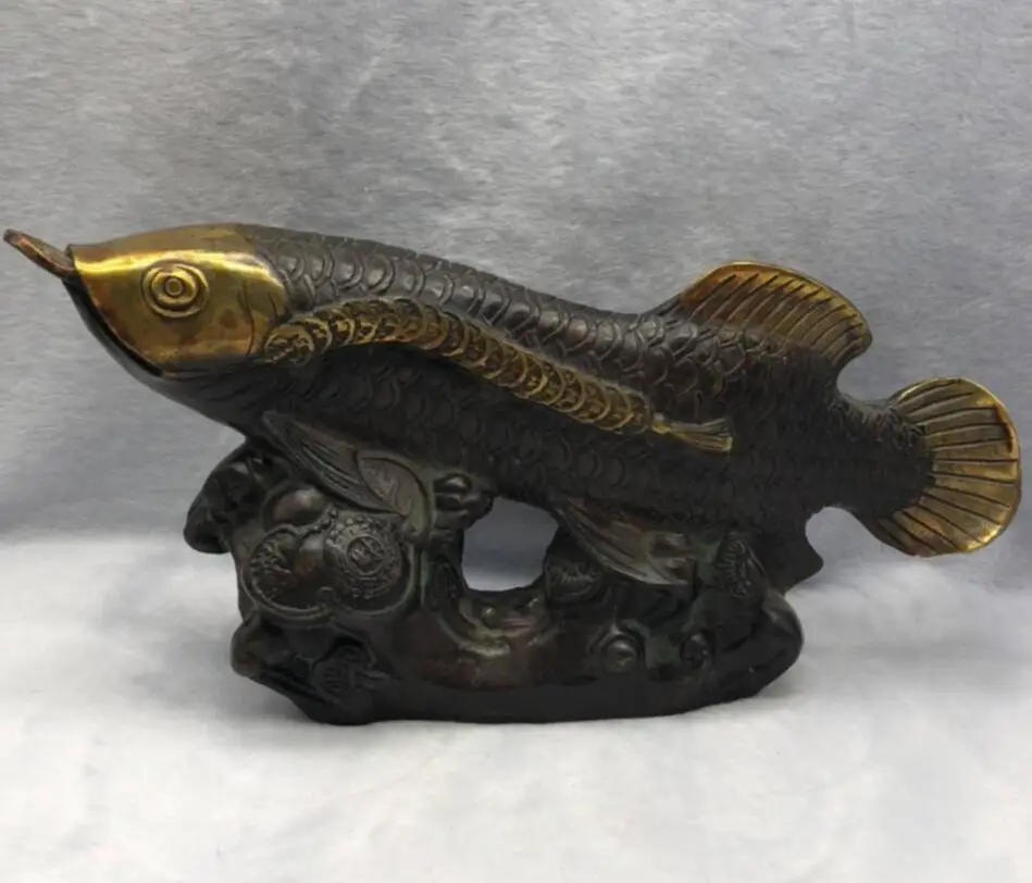 

China brass Wishful fish crafts statue