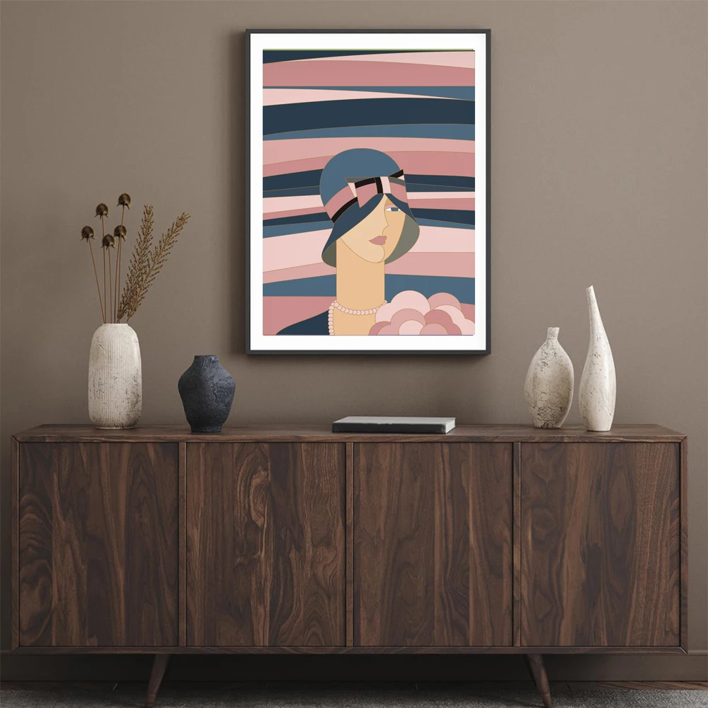 

Плакат в стиле арт-деко, красочная Картина на холсте, Женская Настенная картина в виде шляпы, современное минималийское украшение для дома