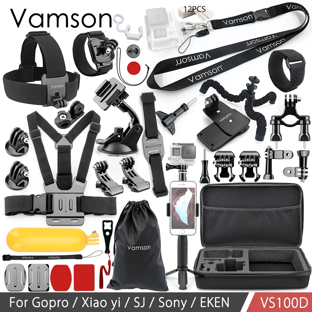 Vamson для Gopro hero 7 6 5 4 комплект аксессуаров для Xiaomi yi 4k для SJCAM M10 для SJ5000 чехол eken SOOCOO Экшн-камера VS100 - Цвет: VS100D