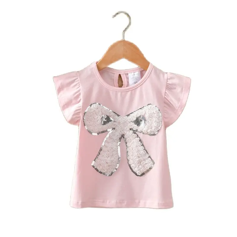 

VIDMID Summer Fashion T-shirt Children Girls Short Sleeves Tees Baby Kids Cotton Tops For Girls Clothes 1- 7Y P1054