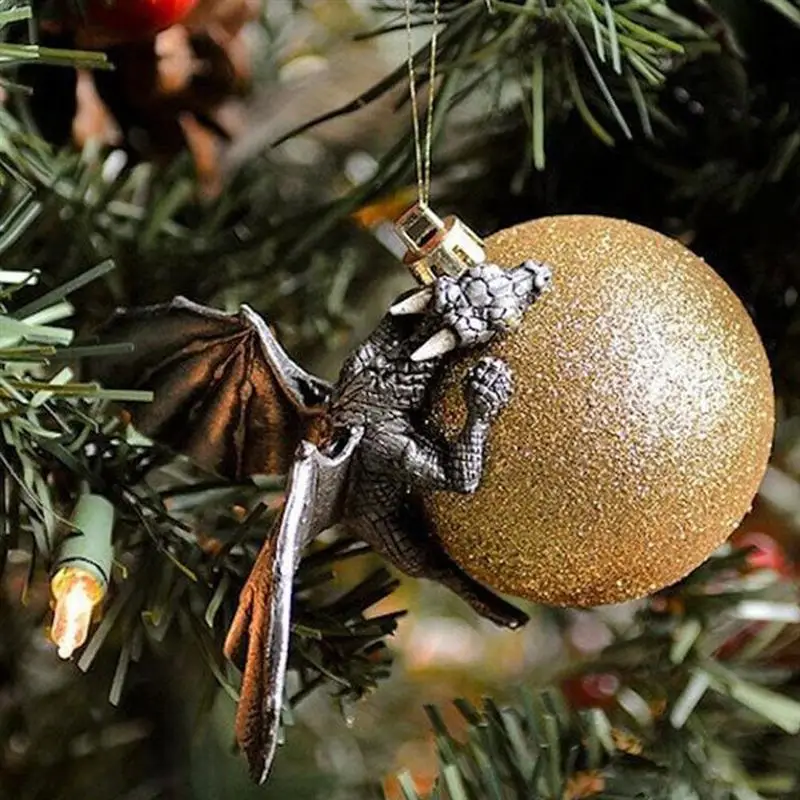 Christmas Ornaments Tree Decorations Creative Decoration Resin Dragons Protecting Baubles Like Their Own Eggs Pendant | Дом и сад