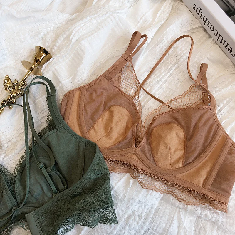 Сексуальный кружевной бюстгальтер с тонкой хрустальной чашкой красивой спиной и