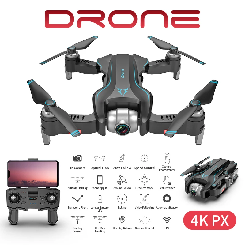 Новый S20W Selfie Drone 4K HD Gimbal Двойная камера Wi Fi FPV жеста фото оптический поток Profesionales RC