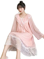 women cotton dress princess sleepshirts vintage palace style lace embroidered nightgowns victorian nightdress lounge