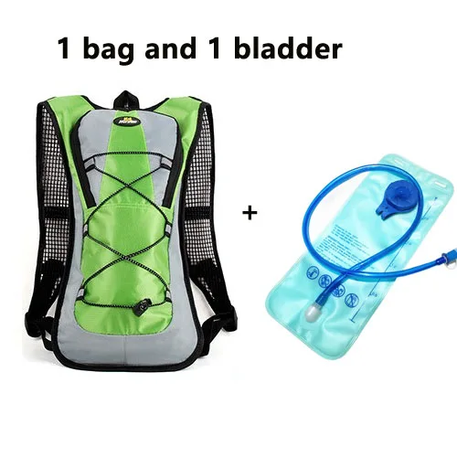 green with water bag Сумка для воды на открытом воздухе, рюкзак для походов, кемпинга, езды на велосипеде, гидратационный рюкзак с сумкой для воды 2L, спортивная водонепроницаемая сумка - Цвет: green with water bag