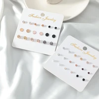 9 pairset pearl crystal rhinestone stud earrings sets for women girls round small earring jewelry gift ear stud accessories