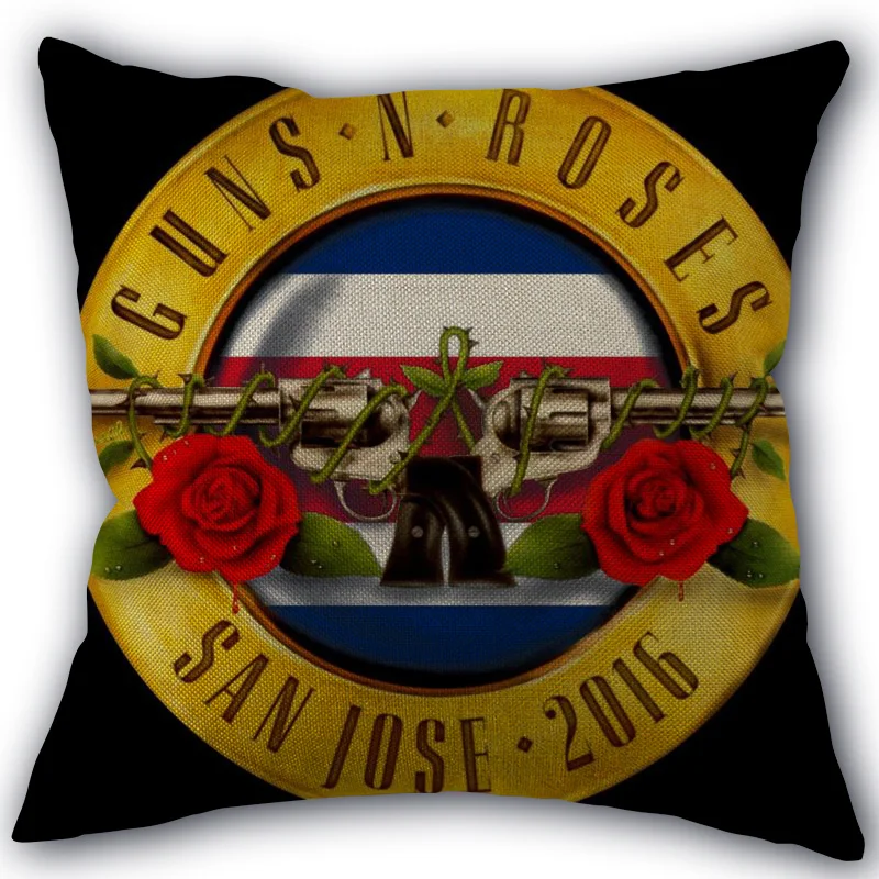 Наволочка Guns N Roses из хлопка и льна квадратная на молнии 45x45 см свадебная