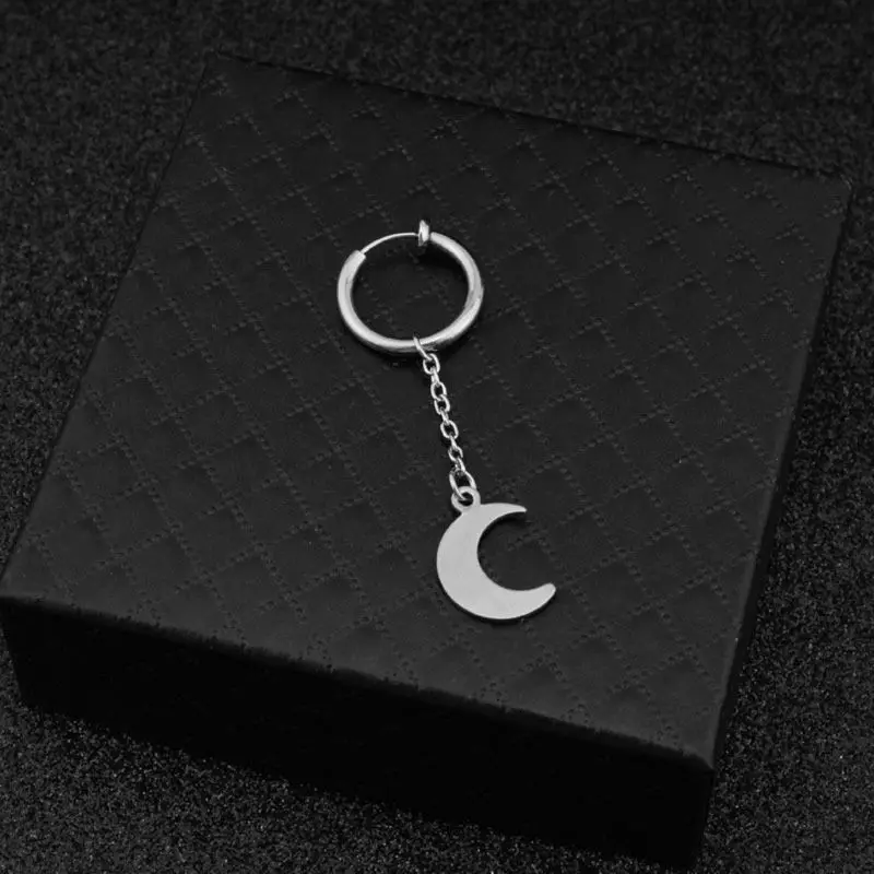 

1 Pair KPOP DNA Korean Boys Earrings Stainless Steel Moon Long Tassel Drop Dangle Earrings For Women Men Fashion Jewelry
