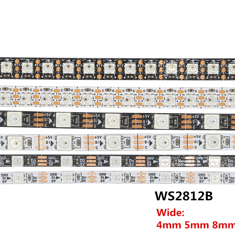 Светодиодная лента WS2812B WS2812 индивидуально Адресуемая умная узкая 5 мм 0 3535 RGB