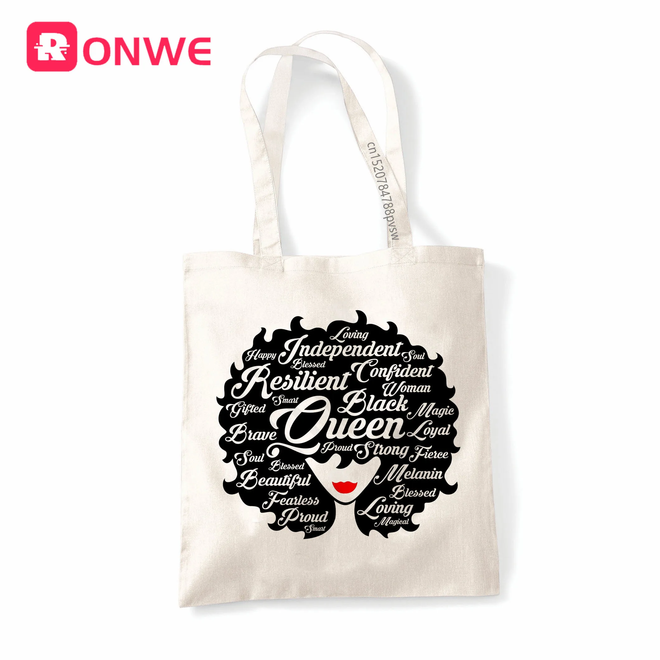 

I Am A Strong Melanin Queen Reusable Women Shopping Canvas Bag Tote Eco African Black Girl Shopper Shoulder Bags,Drop Ship