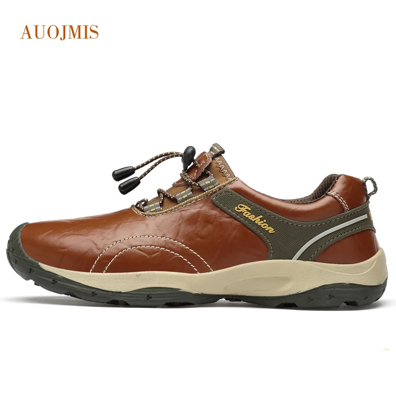 Новая Осенняя повседневная обувь мужская кожаная на плоской подошве шнуровке