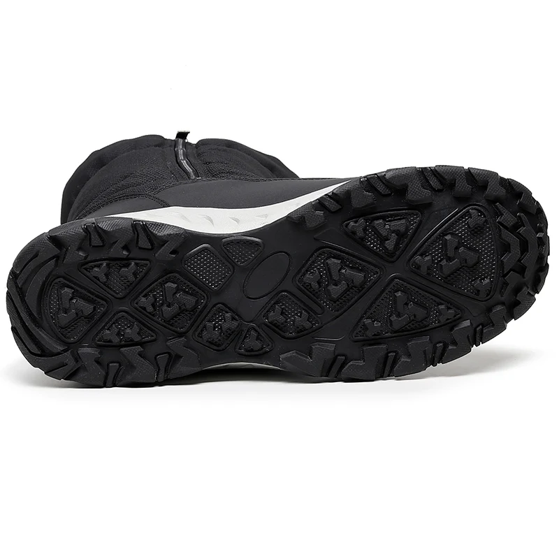 Мужские зимние ботинки с плюшевой подкладкой черные непромокаемые из хлопка