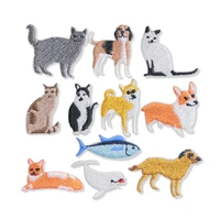 new dolphin embroidery mix animal cat bird dog fish iron on patch badge bag clothes fabric applique for boy children craft