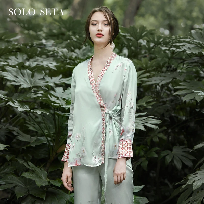 

★Ms Soloseta blockbuster, 22 meters silk pajama set 100% mulberry silk flower leisurewear can wear outside