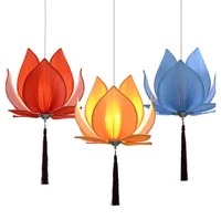 New Chinese colours Fabric Zen Chandelier Chandelier Classical Lotus Lamp Temple Hall Living Room Restaurant Lighting lamparas