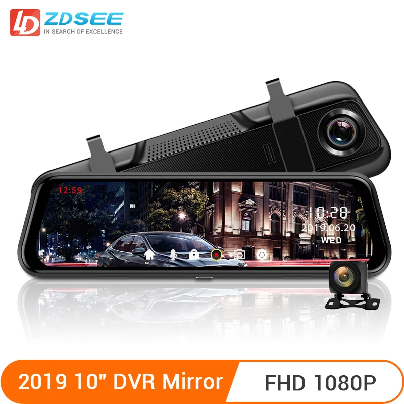 LDZDSEE A9 Автомобильная камера DVR зеркало dashcam 10 &quotFull HD 1920x1080 с камерой заднего вида