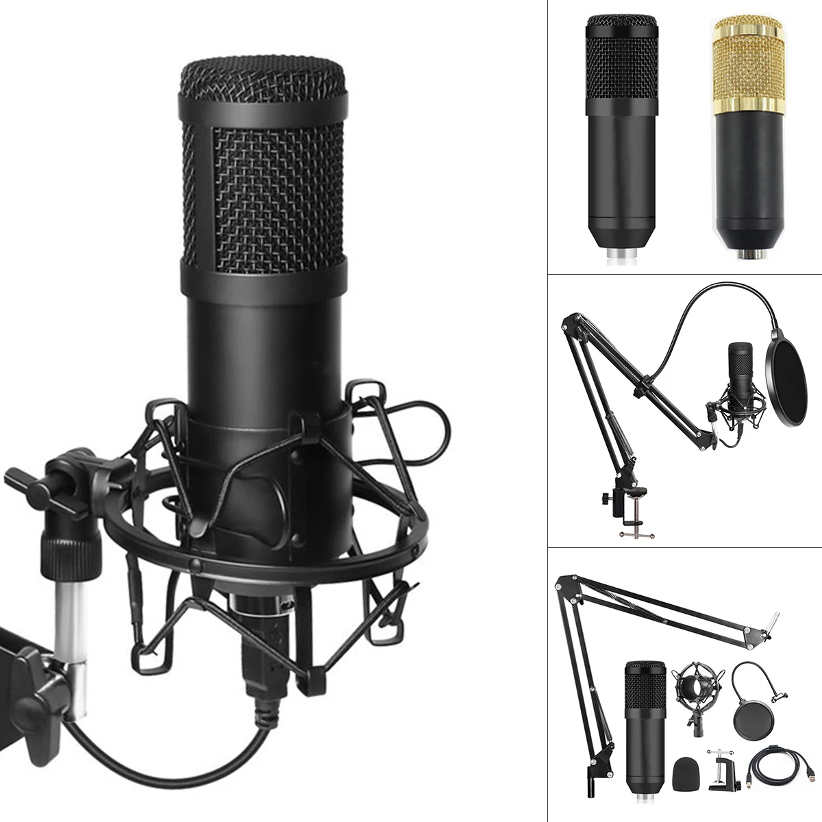 

USB Condenser Microphone 192KHz / 24Bit Microphone Kits for Computer Karaoke Microphone for Sound / Studio Recording / Live