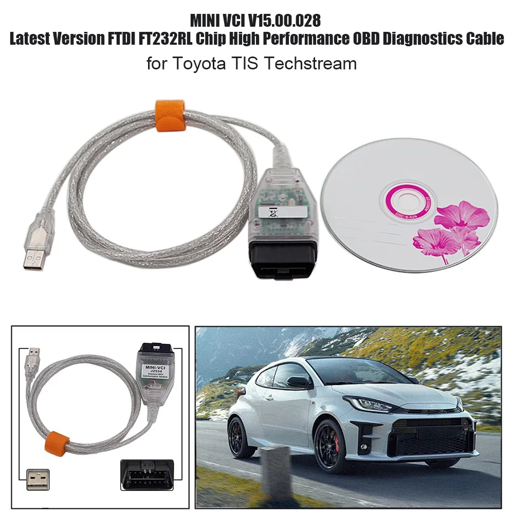 Последняя версия FTDI FT232RL чип высокая производительность OBD диагностика кабель для Toyota TIS Techstream MINI VCI V15.00.028 кабель