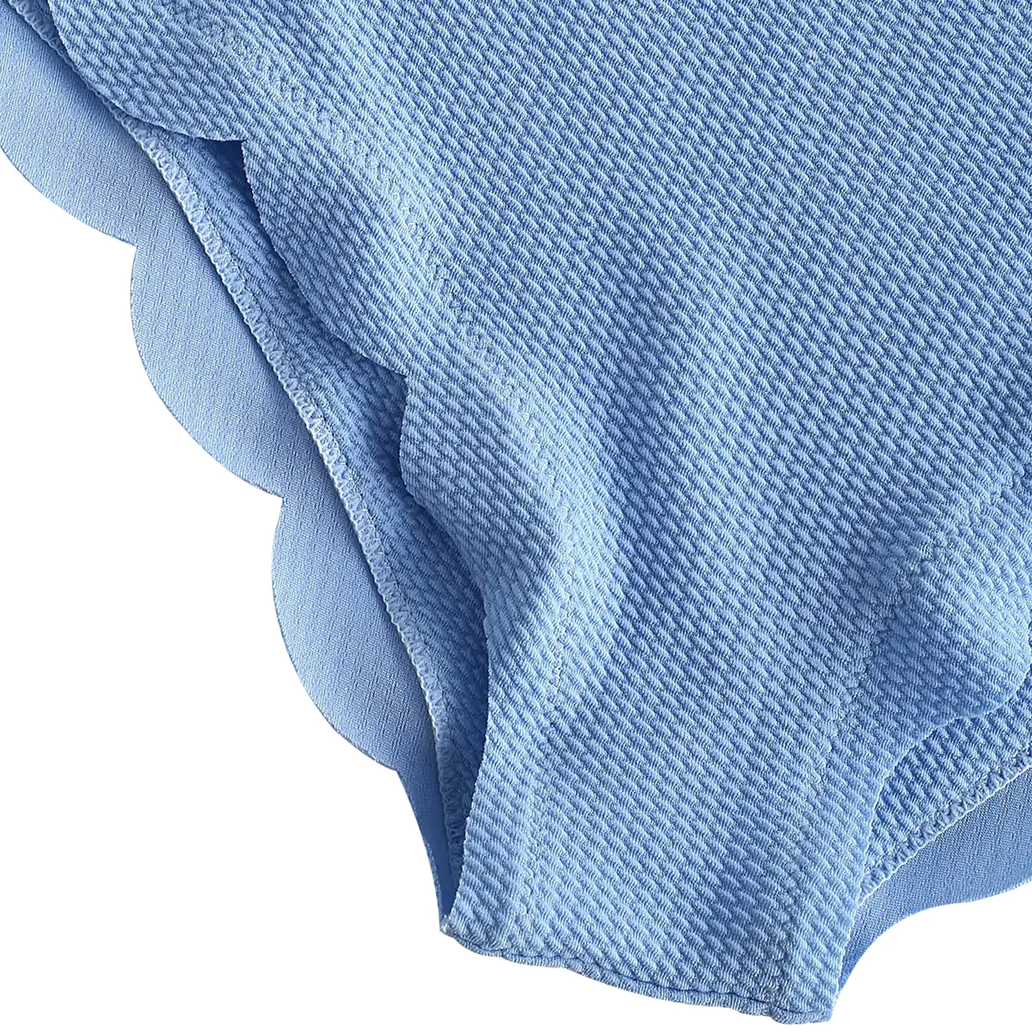 

Women Scalloped Textured High Waist Bikini Set Solid Two Pieces Push Up Beach Bathing Suits Swimwear Lace Biquinis Bathing Suits