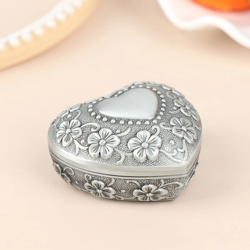 1pcs Lovely Heart Shape Box Vintage Heart Shape Jewelry Box Small Antique Ring/Earrings/Necklace StorageCase Durable Gift