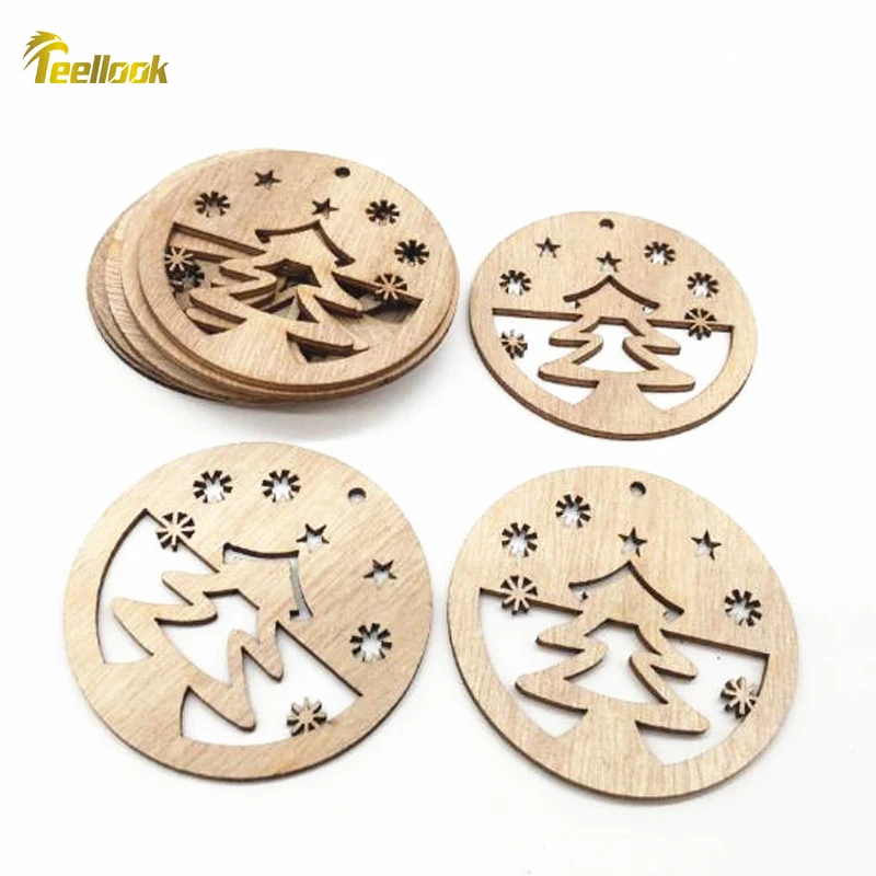 Teellook 50 шт. деревянное ремесло новый год семейный торговый центр рождественская