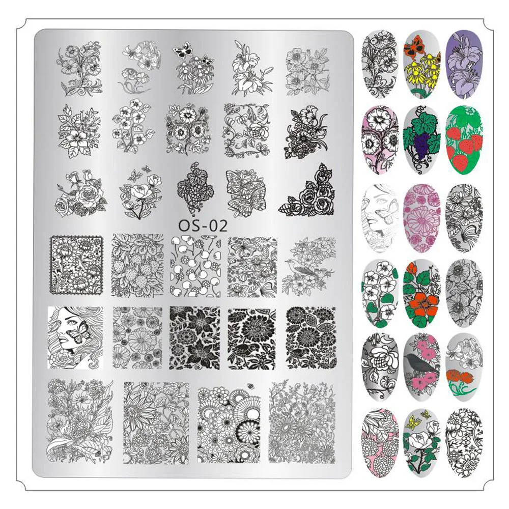 

1pc Nail Art Stamping Plates Flower Animal Geometry Fruit Emoticon Image Template Tools Manicure Nail Stencil Templates Tr#45