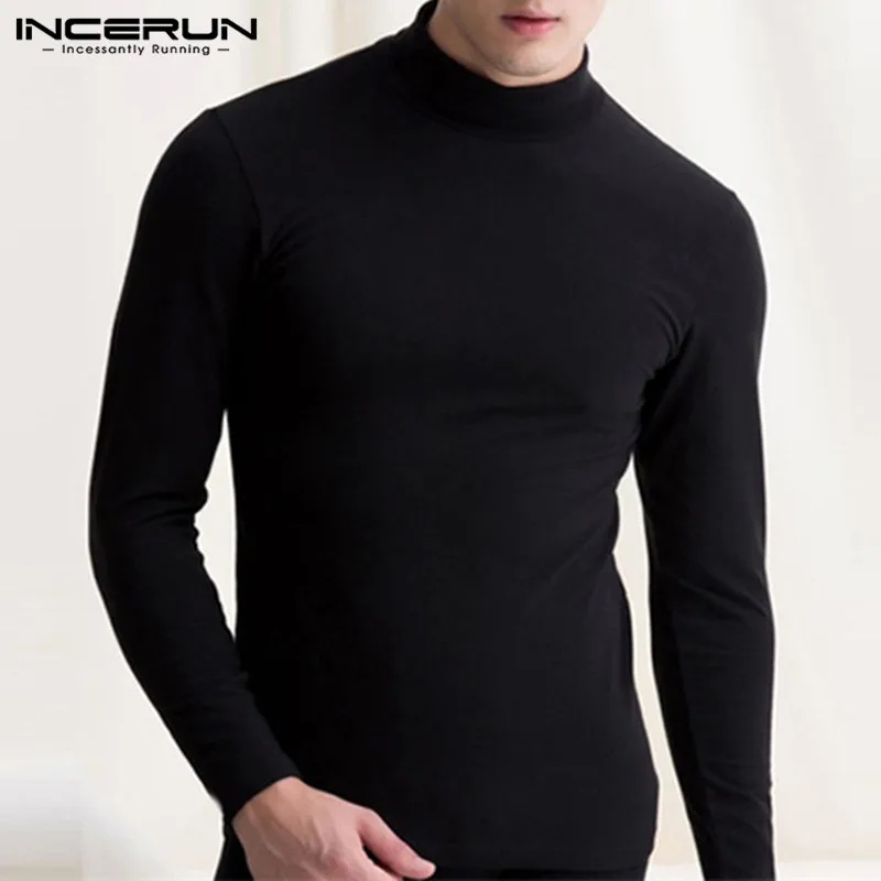Fashion Men's Camiseta Solid All-match Simple Pullover Bottoming T-shirts Long Sleeve Comeforable Tees S-5XL INCERUN Tops 2021