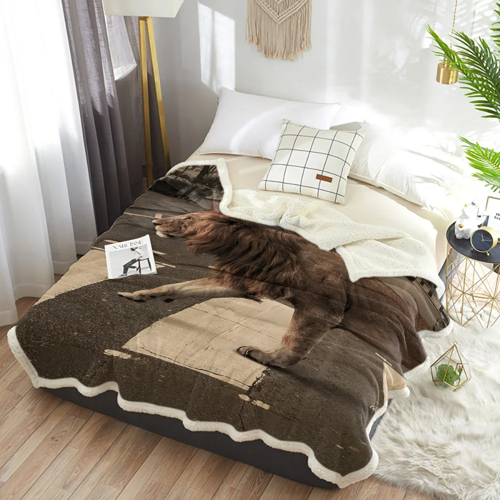 Winter Cashmere Blanket Animal City Lion Crossing Abby Road Bedspread Bed Cover Flannel Travel Throw Wrap Hypoaller | Дом и сад