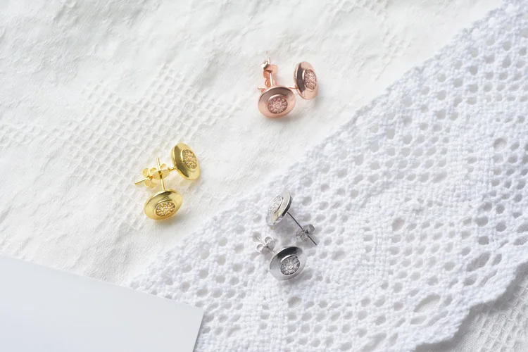 

Authentic 925 Sterling Silver Sparkling Stud Earrings Unique Design ever Stud Earrings Women Jewelry