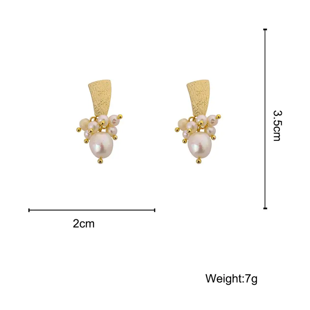 

AMORCOME Vinatge Irregular Metal Dangle Earrings Elegant Natural Pearls Pendant Earrings Jewelry Gift for Women Aretes De Mujer