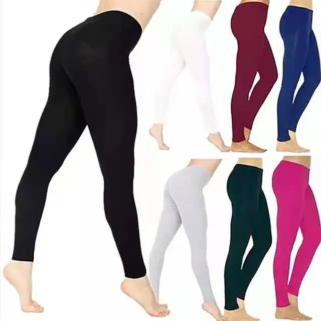 Slim-Fit Solid Color Cotton Nine-Point Leggings Multicolor Plus Size Women's Clothing XS-XXXL Pants Wholesale Items For Business