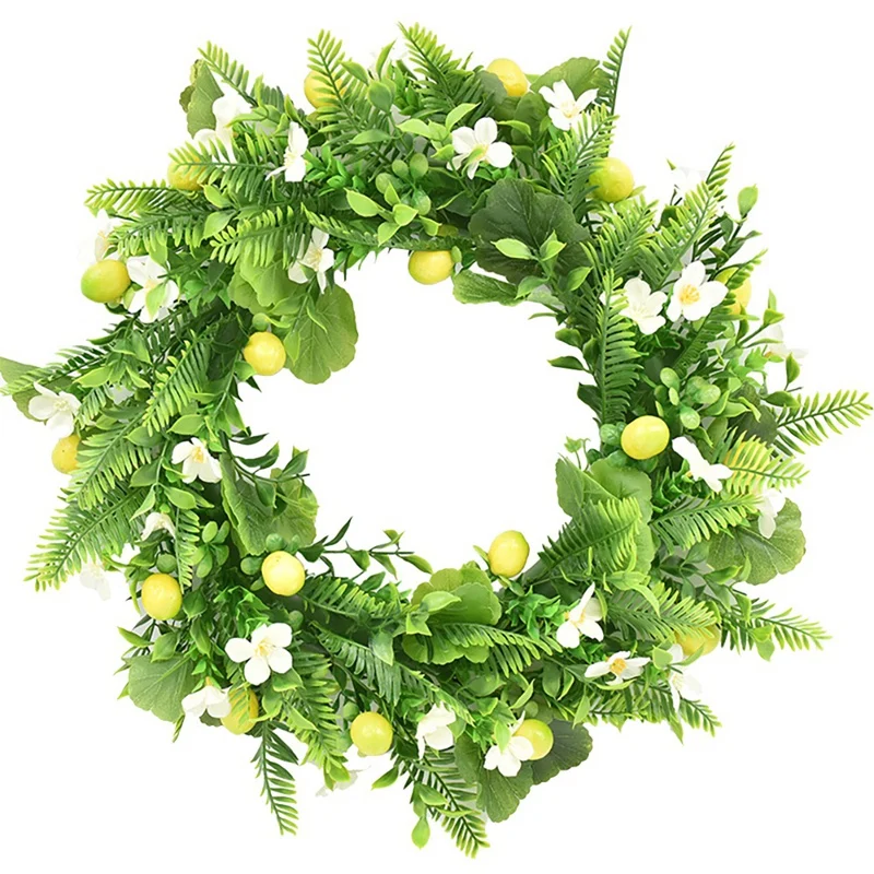 

Artificial Lemon Wreath Spring Wreath for Front Door Porch Farmhouse Patio Garden Wedding Party Wall Window Home Decor