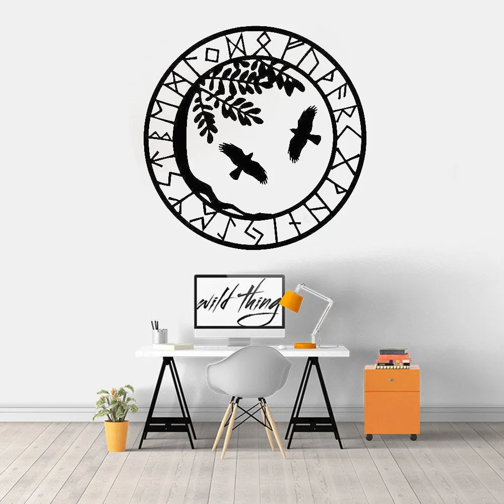 Виниловые наклейки на стену с изображением орла птиц ветвей планета двери окна