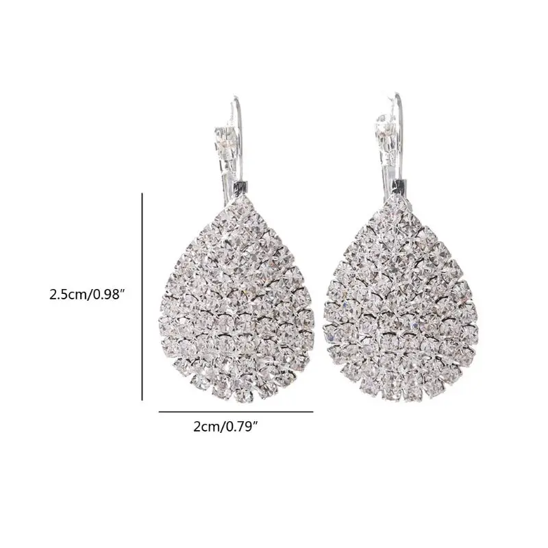 

Women Fashion Statement Earrings Elegant Shiny Waterdrop Rhinestone Stud Earrings Jewelry