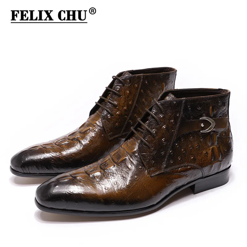 Модные Дизайнерские мужские Ботильоны FELIX CHU 2020 из натуральной кожи с