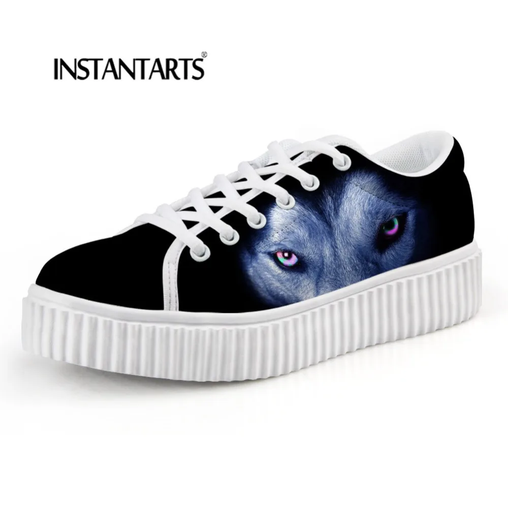 

INSTANTARTS Women Flats Shoes 3D Cute Pet Dog Printed Platform Shoes High Quality Fashion Casual Lace-up Shoes Ladies Winter