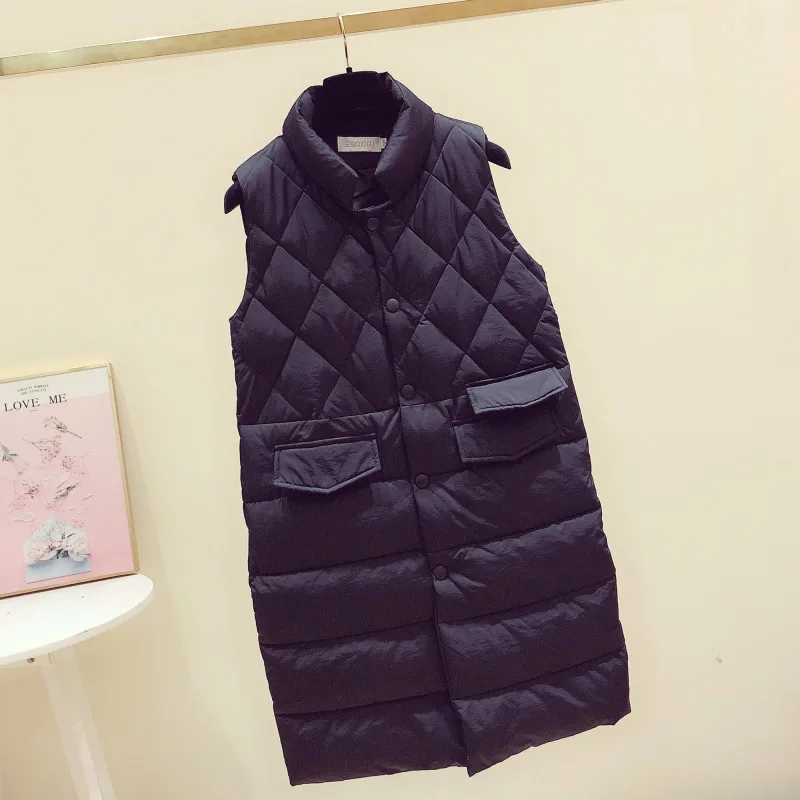 Весна зима черный жилет женский 2021 без рукавов куртка теплый длинный пальто