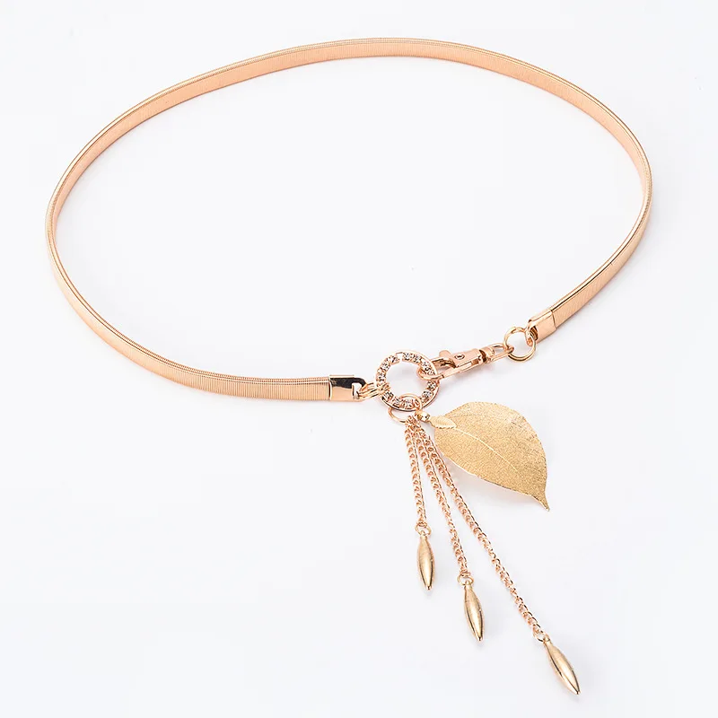 2021 Новый Для женщин гетры с рисунком листьев ремень металлические листья поясом