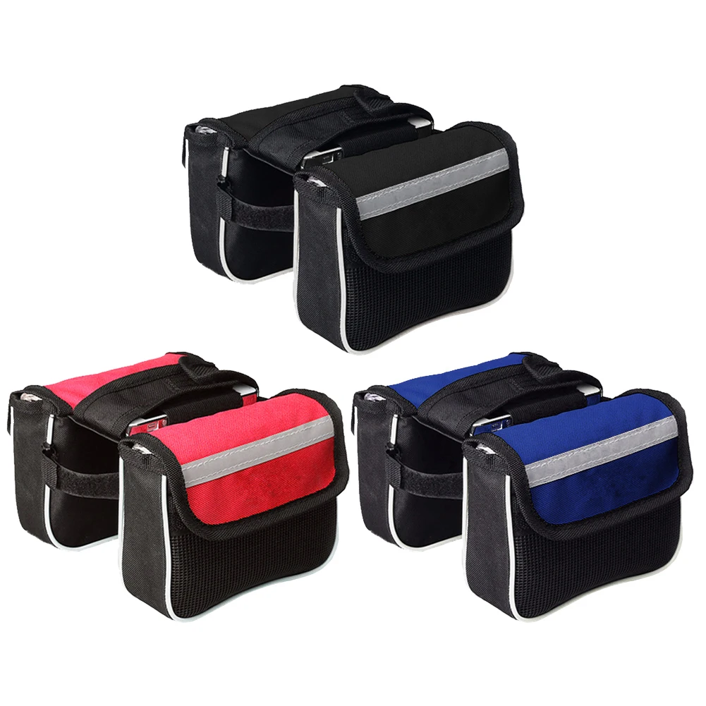 mtb bag bicycle bag 2l large capacity with double pouch for phone stuff bike top frame front pannier saddle tube bag accessories free global shipping