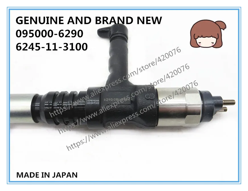Подлинная и абсолютно новая дизельная Топливная форсунка 095000-6290 6245-11-3100 |