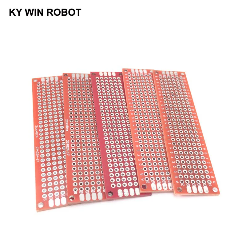 5 шт. Электронная печатная плата 2x8 см универсальная Diy 2*8 двухсторонняя для Arduino
