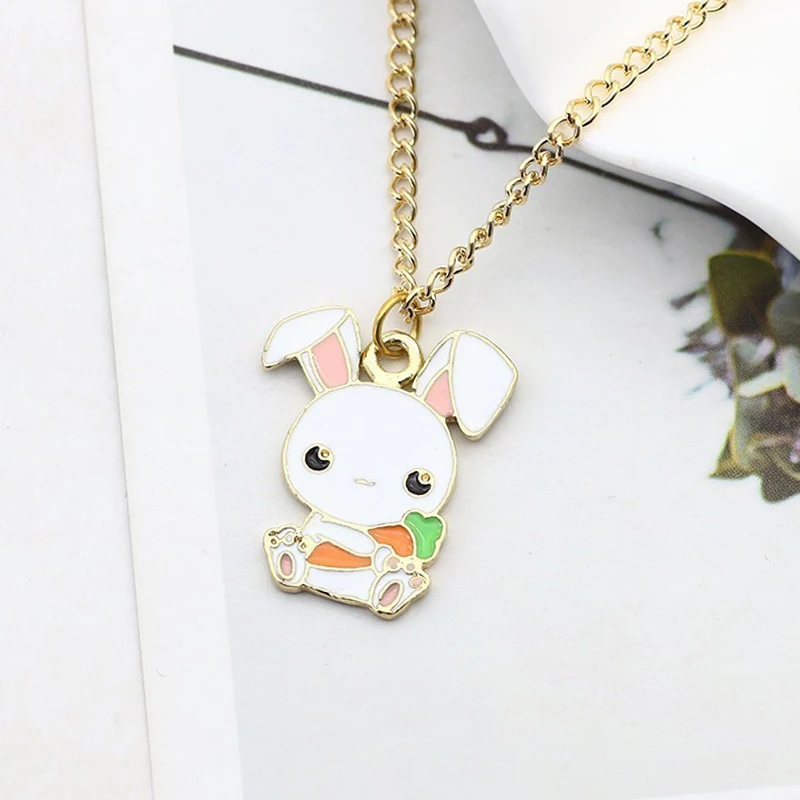 Ожерелье с подвеской в виде кролика и моркови | Украшения аксессуары
