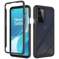 2 in 1 hybrid rugged armor shockproof case for oneplus nord n10 5g n100 n200 8t 8 9 pro tpu pc transparent protective cover