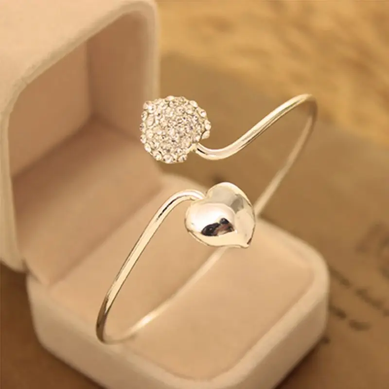 Новое сердце Кристалл Любовь Открытие золото силивер покрытием браслет кристалл