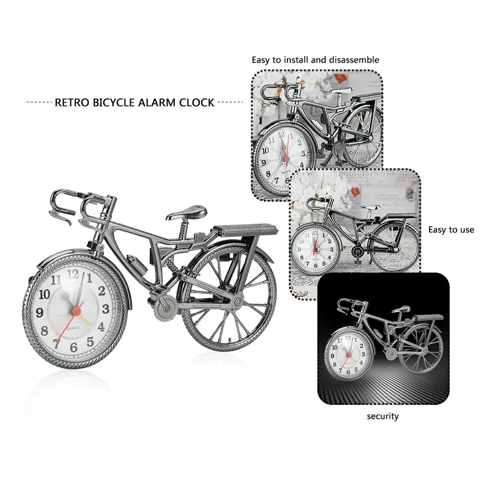 Portable Mini Travel Arabic Numeral Retro Bicycle Shape Desk Alarm Snooze Clock Creative Convenient Home Supplies | Дом и сад