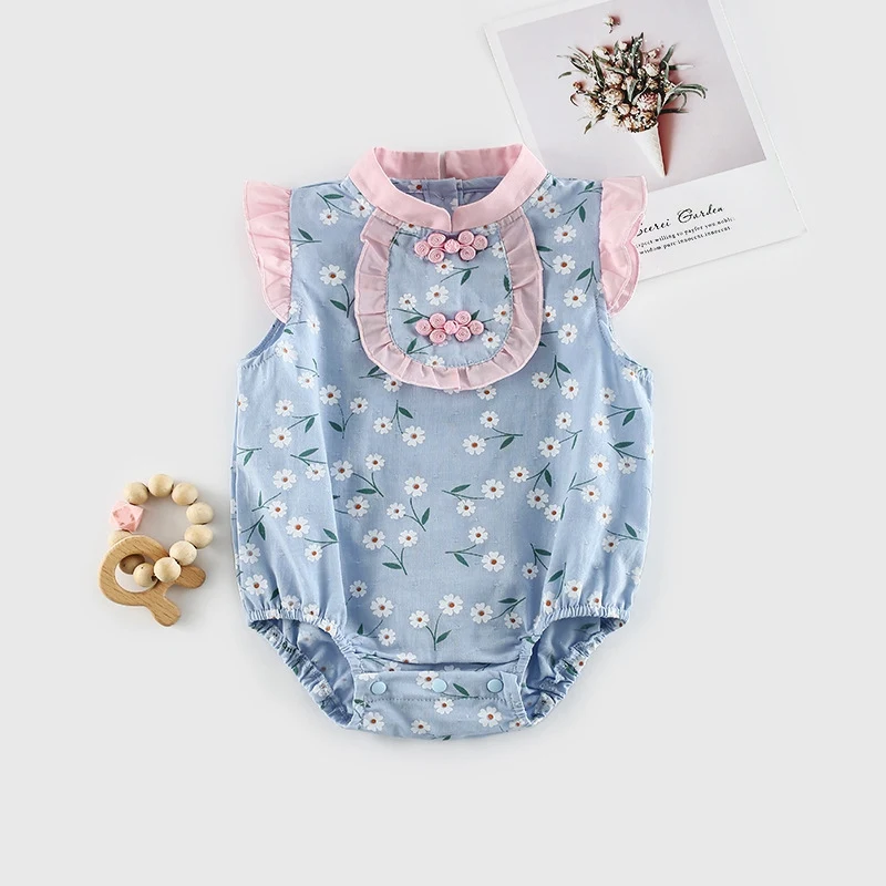 

Newborn Girls Summer Bodysuit 2021 New Style Sleeveless Girl Toddler Clothing Birthday Baptism Princess Overalls For 0-24 Months