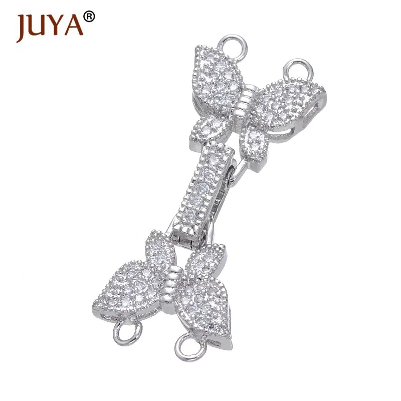 silver Золотая Серебряная бабочка из розового золота очаровательные застежки аксессуары для жемчужное ожерелье делая браслеты ожерелья своими руками крючки застежка - Цвет: silver