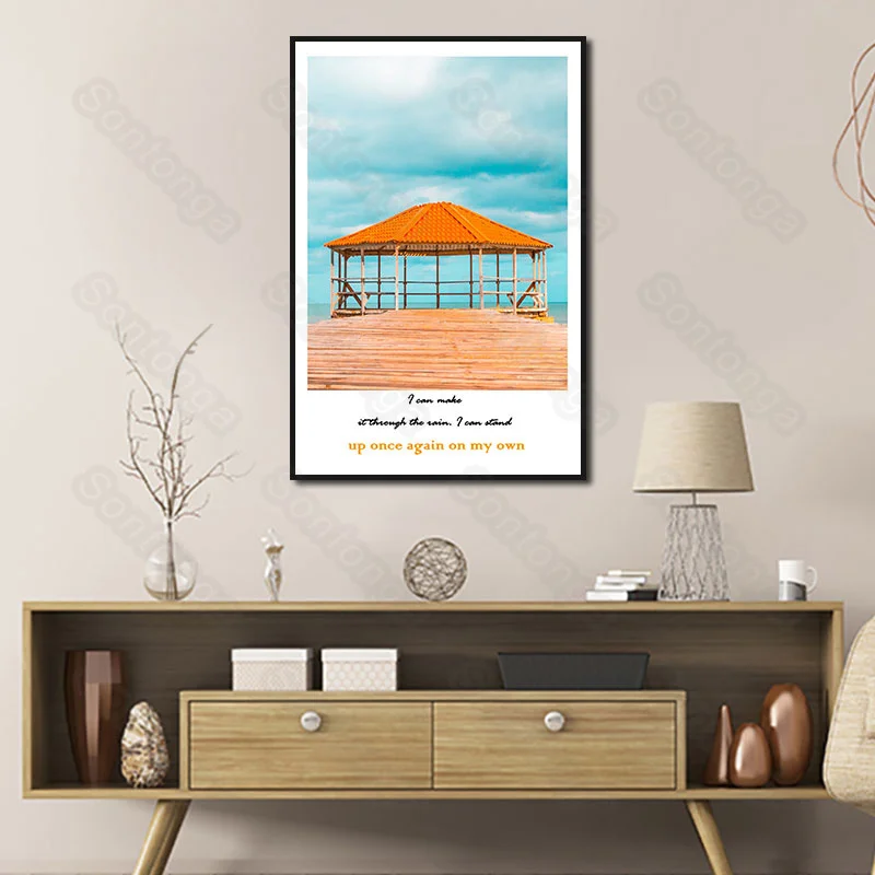 

Sea View Kiosk Modern Home Decoration Canvas Painting Nordic Art Poster Sofa Background Simple Bedroom Bedside Painting Creativi